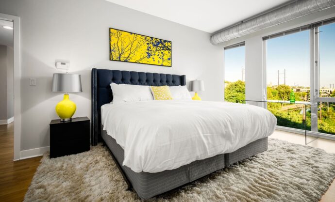 Venice Lofts bedroom interior design by Annette Jaffe Interiors
