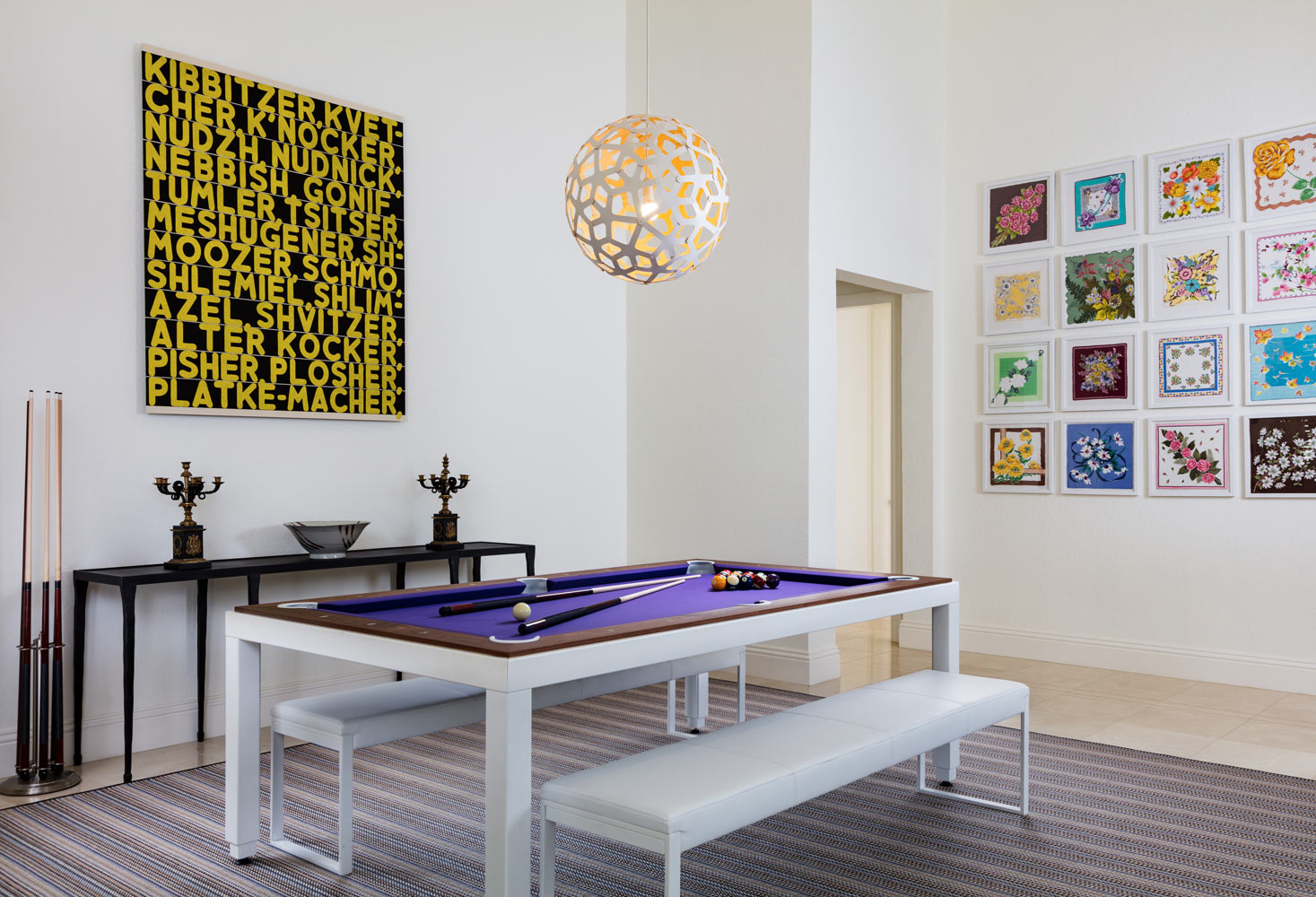 Boca Raton house snooker zone designed by Annette Jaffe Interiors