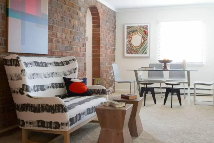 Brick accent walls in Century Hills luxury apartment
