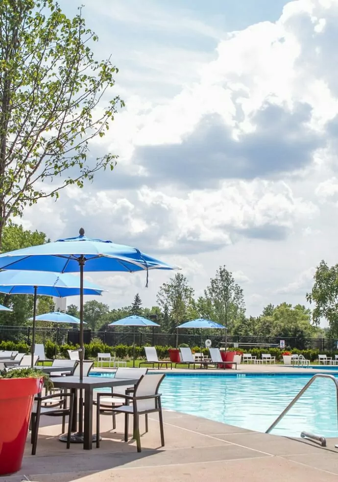 Outdoor swimming pool in Century Hills luxury apartment