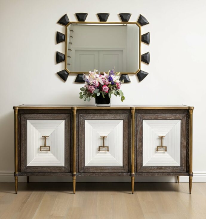 Contemporary Soundview home entryway cabinet design by Annette Jaffe Interiors