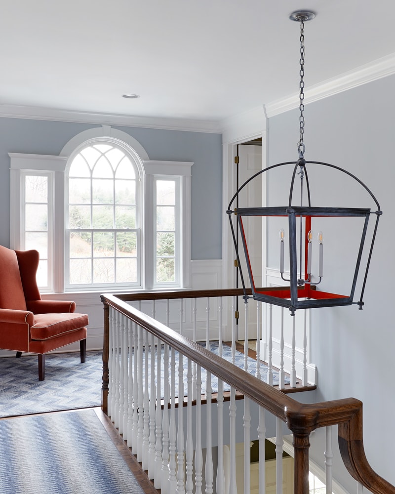 Colonial home stairway design by Annette Jaffe Interiors