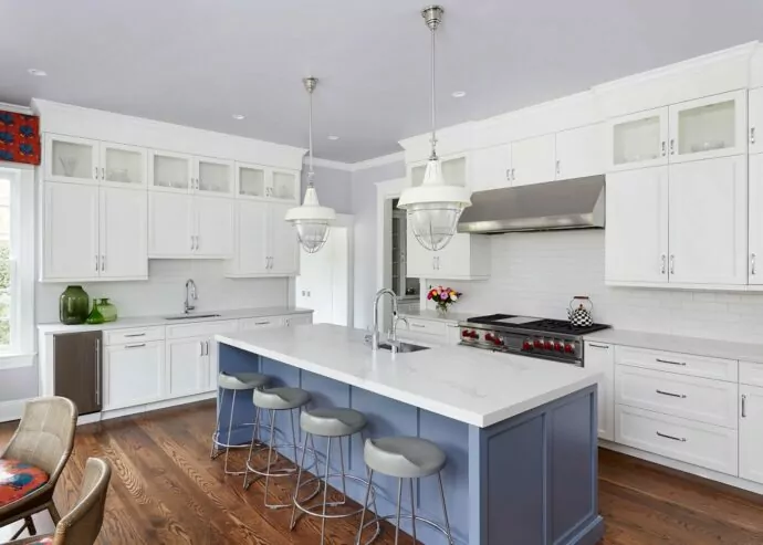 Grand colonial home kitchen interior design by Annette Jaffe Interiors