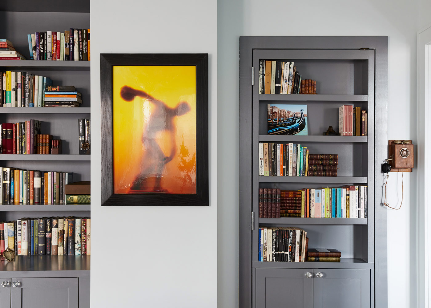 Greenwich Village apartment bookshelf design by Annette Jaffe Interiors