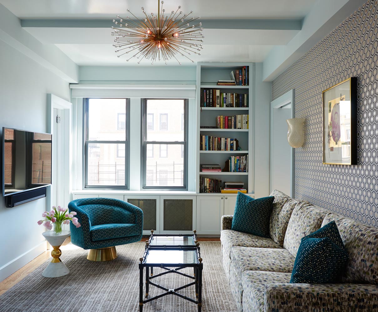Greenwich Village apartment family room interior design by Annette Jaffe Interiors