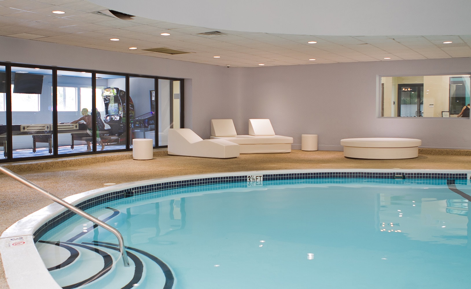Century Hills apartment indoor swimming pool design by Annette Jaffe Interiors