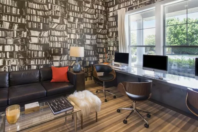 Jefferson at Westtown apartment business center designed by Annette Jaffe