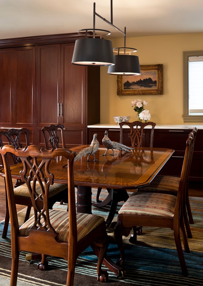 Dining room interior design by Annette Jaffe Interiors on Long Island
