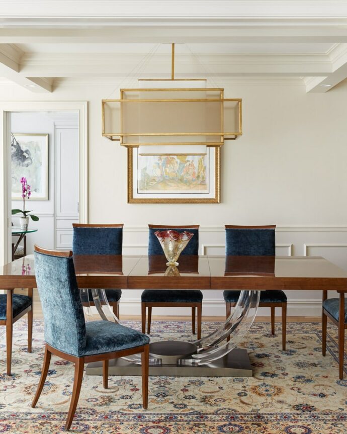 Classic Upper East Side apartment dining room custom lighting