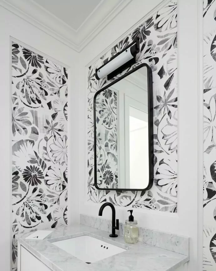 Sands Point family home powder room interior design by Annette Jaffe Interiors