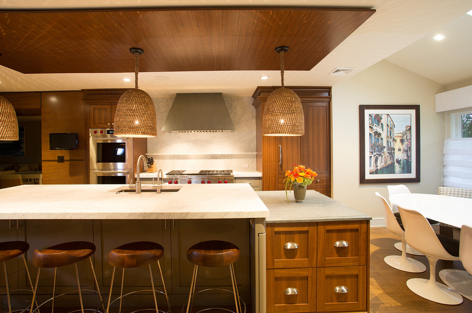 Kitchen interiors designed by Annette Jaffe Interiors in Roslyn
