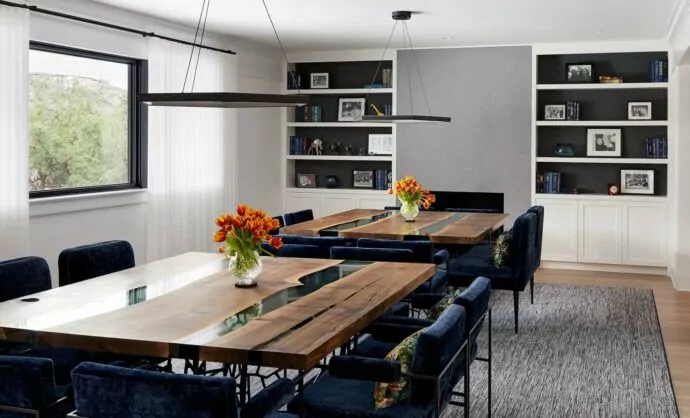 Sands Point family home dining room interior design by Annette Jaffe Interiors