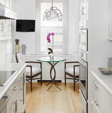 Classic Upper East Side apartment white kitchen designed by Annette Jaffe