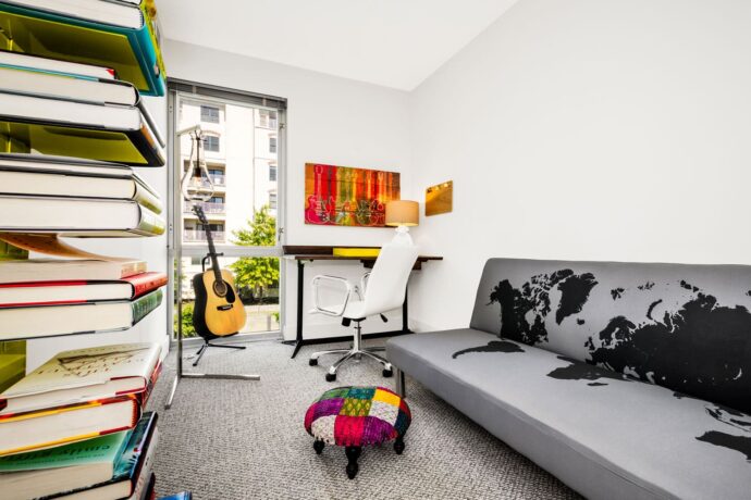 Study room interior design by Annette Jaffe Interiors in Venice Lofts