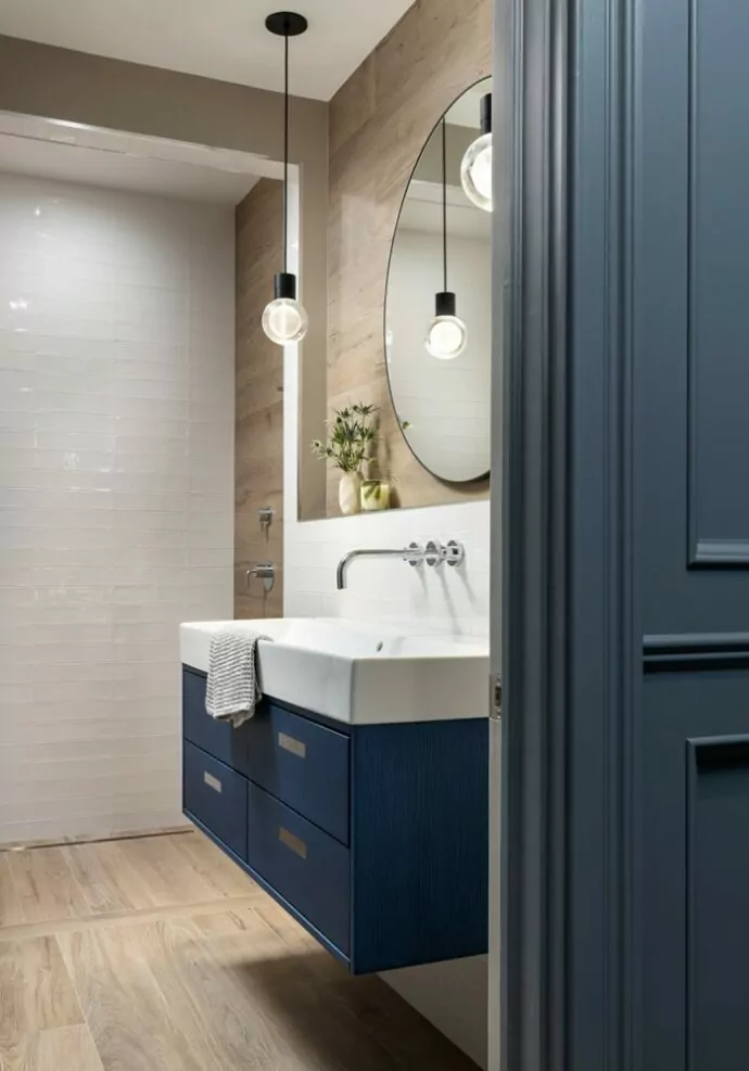 Sands Point basement bathroom design by Annette Jaffe Interiors