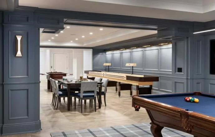 Sands Point basement game room interior design by Annette Jaffe Interiors