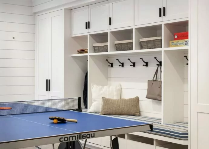 Sands Point basement mud room designed by Annette Jaffe Interiors