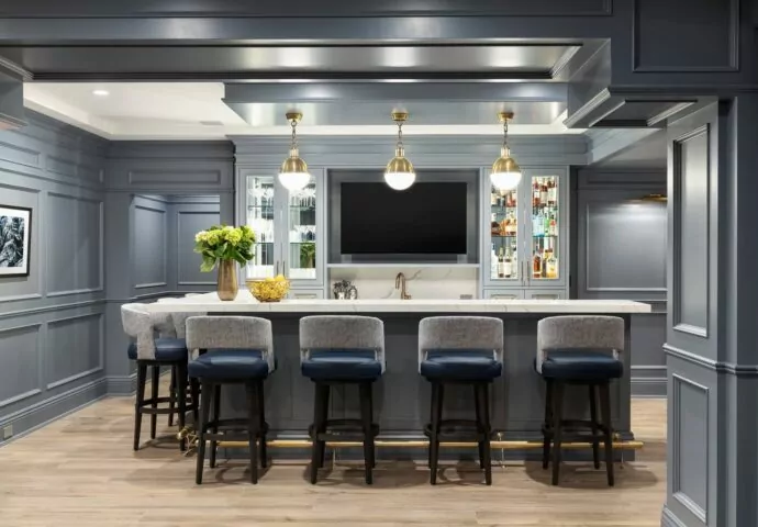 Sands Point basement upscale bar design by Annette Jaffe Interiors
