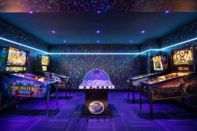 Sands Point basement arcade room interior design by Annette Jaffe Interiors